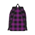 thumbnail image 6 of Rocae Purple Black Plaid for Durable Canvas Backpack Leisure Large Bag Travel Rucksack Multi-function Backpack Medium, 6 of 8
