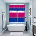thumbnail image 4 of Color Stripes Kitchen Curtains Valances and Tiers Set of 3 Pink Purple Navy Blue Striped Abstract Lines Tier Curtains and Valance with Rod Pocket for Small Windows, 27.5"x24", 4 of 9