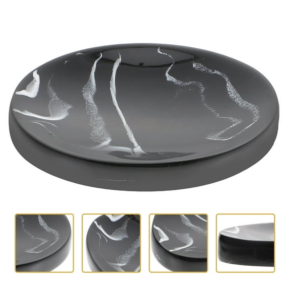 Topbathy Compact Black Marble Soap Tray with Practical Drainage for Household Soap Storage