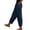 13# Dark Blue, variant on Dressy Harem Pants for Women Linen Summer Casual Pants High Waisted Boho Petite Crop Pant Straight Leg Beach Travel Trousers with Pockes Black L