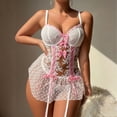 thumbnail image 2 of JSGEK Women Corset Style Lace Bustier and Skirt Set with Garter Belt Sheer Mesh Lingerie for Special Occasions White M, 2 of 5