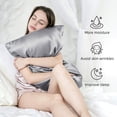 thumbnail image 2 of Silk Pillow Cases with Zipper, Pillow Case,Silver Gray,Standard,1pc, 2 of 7