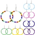 thumbnail image 2 of Nvzi Pendientes para hombre y adecuados, pendientes circulares con cuentas de piedra natural, pendientes modernos y versátiles (morado), 2 of 3