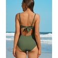 thumbnail image 5 of Attraco Maternity One Piece Swimsuits Ruffle Ribbed Bathing Suits Strappy Monokini V Neck, 5 of 7