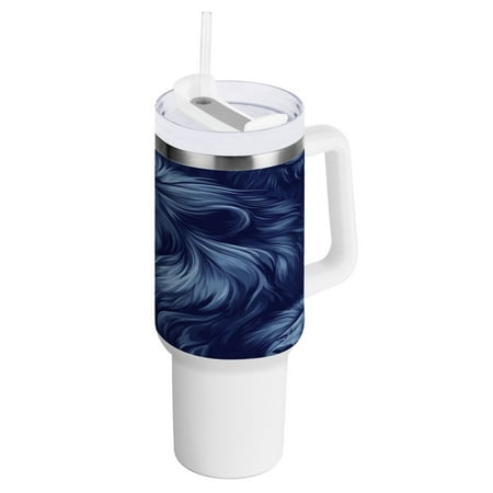 

40 Oz Car Handle Water Bottle 10.8x3.85 Inch Handle And Straw Travel Water Bottle Reusable Stainless Steel Water Bottle Pretty Blue Lion