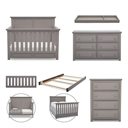 Simmons Kids Oakmont 6 Piece Nursery Furniture Set Convertible Crib Simmons Kids Oakmont 6 Piece Nursery Furniture Set Convertible Crib Dresser Chest
