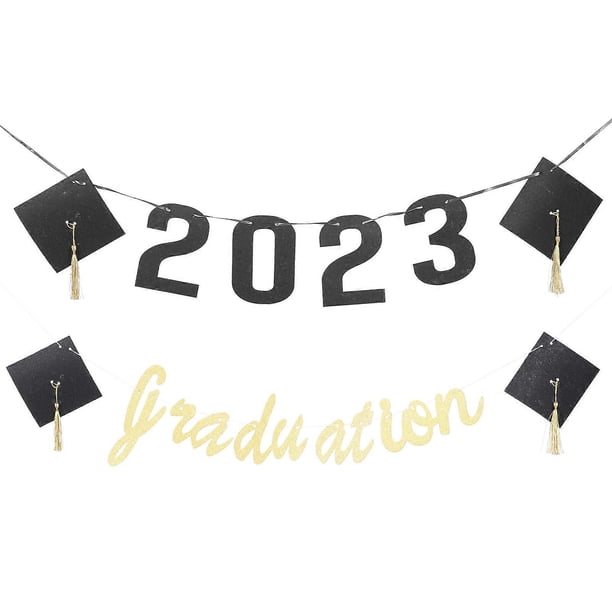 Congrats Grad Banner Graduation Party Hanging Decor Event Organizers 200CM Rope Length Premium Paper 2 Sets