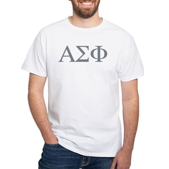 CafePress - Alpha Sigma Phi Greek Stone T Shirt - Men's White Classic Cotton T-Shirts