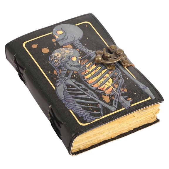 TUZECH Book of Spells Leather Bound Journal Deckle Edge Paper Grimoire Printed Diary Third Eye witchcraft supply and Witch Spell Notebook Antique Vintage Book for Men and Women (The Heartbeat)