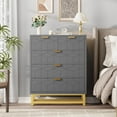 thumbnail image 4 of Senfot 5 Drawer Dresser for Bedroom, Modern Dresser Chest Cabinet Organizer,Chest of Drawers with Metal Base for Living Room, Hallway, Closet,Gray, 4 of 7