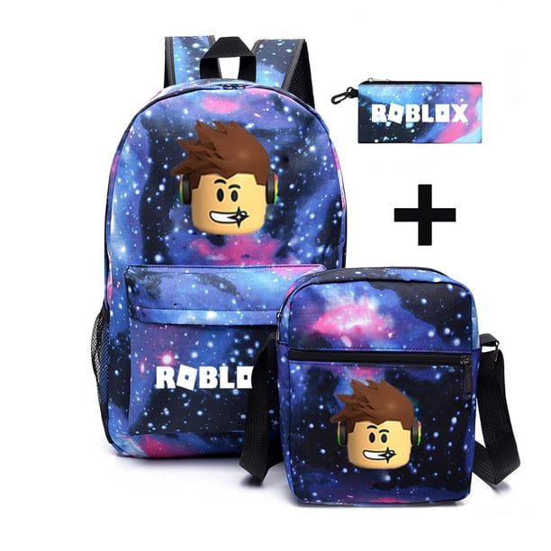 Roblox bolso de hombro de tres piezas para estudiantes masculinos y femeninos, bolso de un solo hombro para lápices, bolso para estudiantes de secundaria