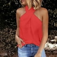 thumbnail image 2 of GA WEIHUA Womens Twist Front Halter Elegant Sleeveless Tank Tops Casual Dressy Halterneck Camisoles Summer Loose Fit Blouses Outfits(Red,XXL), 2 of 7