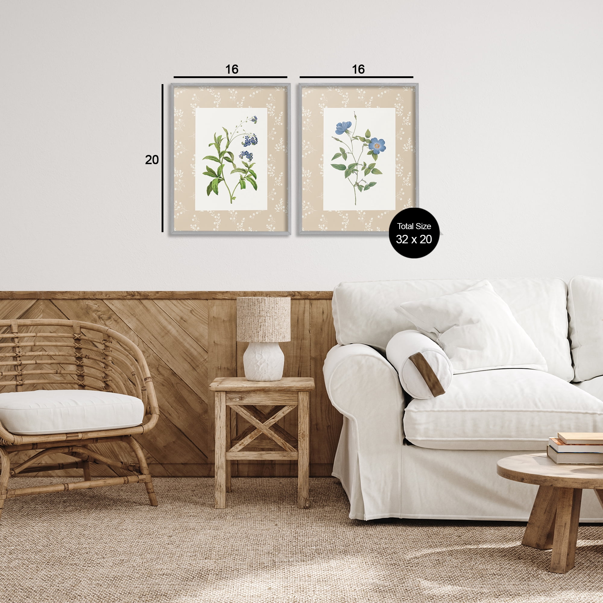 Stupell Industries Herbs on Beige Botanicals 2 Piece Gray Framed Giclee Art Set, design by Val Rhodes