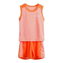 MHZLDYZ Boy Toddler Clothes Toddler Boys Girls Sleeveless Fashion Patchwork Color Breathable Mesh Cool Tops Shorts 2Pcs Sports Outfits Clothes Set Toddler Boy Short Sets Kids Clothes(Pink,140)