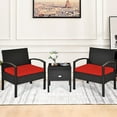 thumbnail image 4 of Gymax 3PCS Rattan Patio Conversation Furniture Set w/ Storage Table Red Cushion, 4 of 10