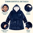 thumbnail image 2 of PAVILIA Fleece Sherpa Wearable Blanket Sweatshirt Hoodie for Kids, Navy, 2 of 7