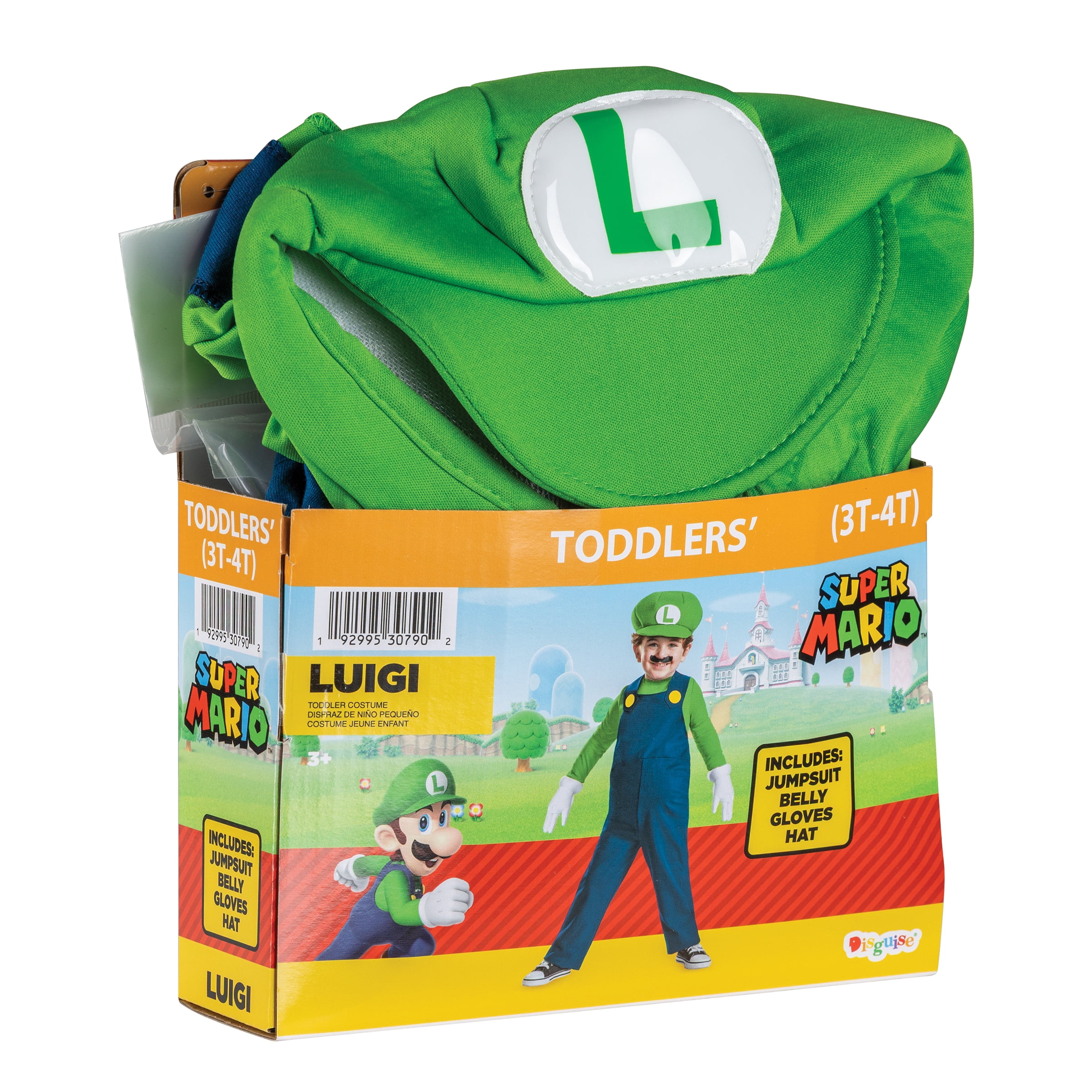 Nintendo Super Mario Bros. Luigi Halloween Costume for Children, Toddlers Size 3T-4T, by Disguise