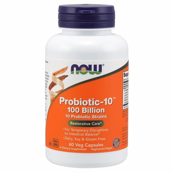 Probiotico-10 de Supplement Now Foods, 60 cápsulas vegetarianas, 100 mil millones de CFU