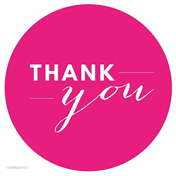 Fuchsia Chic Thank You Circle Favor Labels, 40-Pack