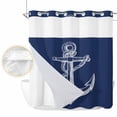 thumbnail image 2 of Nautical Anchor No Hook Shower Curtain Waterproof,Bathroom Curtains with Snap in Liners and See Through Top Window,Navy Blue Coastal Marine Minimalist Rope Hotel Bathtub Curtains Shower 72"Wx72"L, 2 of 8