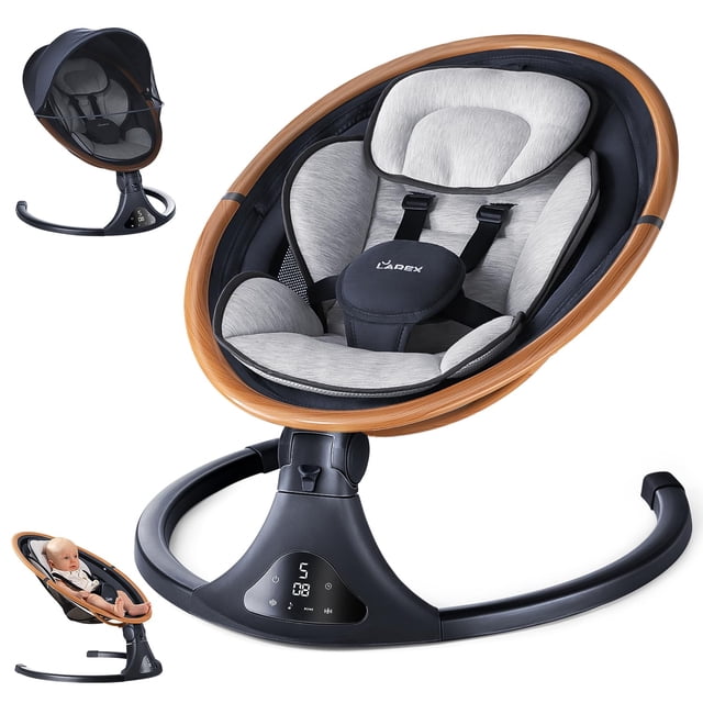 Columpio eléctrico Baby Swing Larex para bebés con mando a distancia, color gris