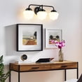 thumbnail image 5 of Bathroom Vanity Light Fixtures 3-Lights Gold Vanity Lights Over Mirror, E26 40W Modern Bathroom Lighting Fixture with Milky White Glass for Bath Restroom, 5 of 8