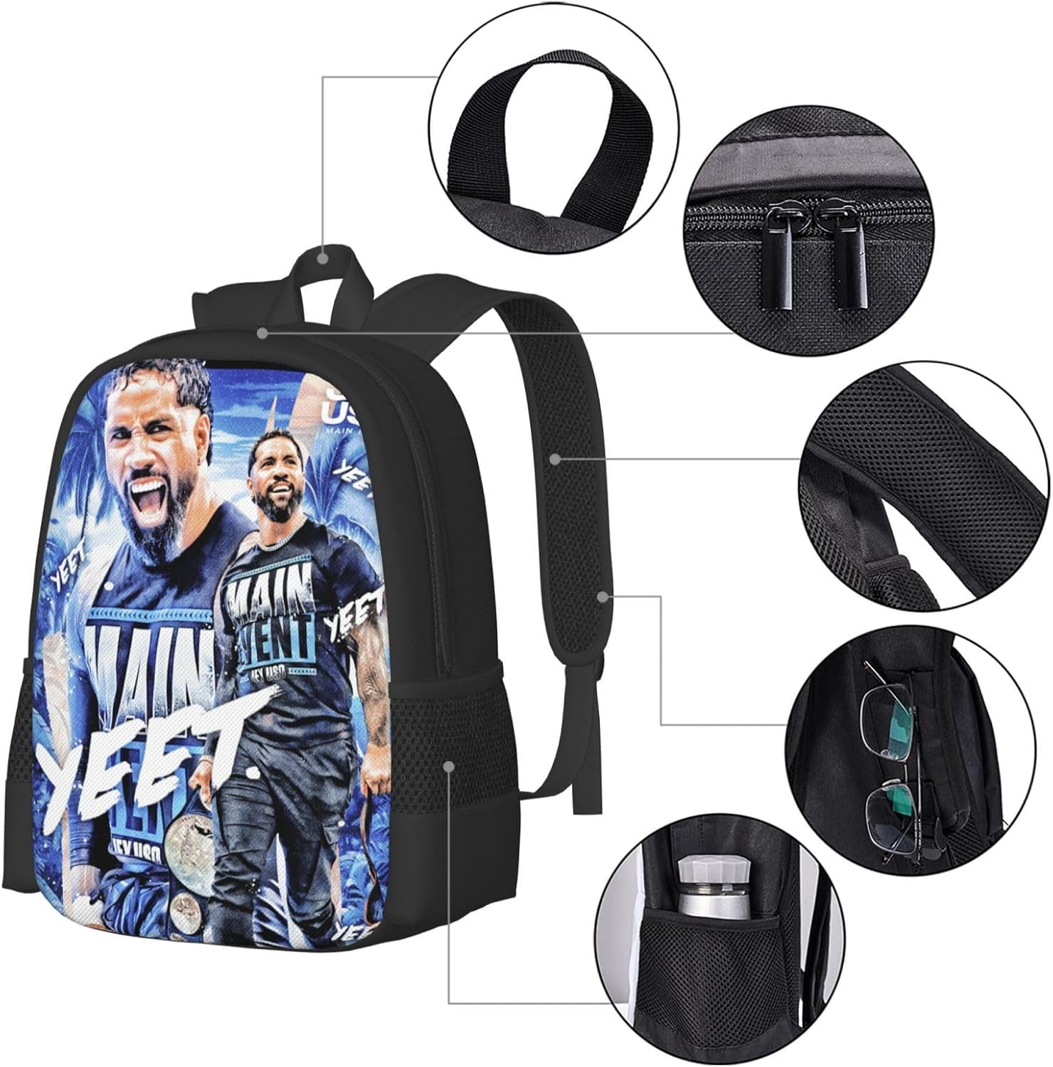 Jey Wrestler USO Unisex Sports Bag, Backpack for Indoor Cool Work Backpack Notebook Bag for Men and Women