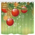 thumbnail image 1 of BOSDECO Rideau de Douche en Tissu Polyester avec Branche de Sapin Verte de Noël Rouge 66x72 Pouces, 1 of 1