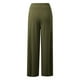 thumbnail image 4 of Pantalones palazzo anchos de color liso para mujer: cintura alta con cinturilla elástica, poliéster y spandex, pantalones largos informales con bolsillos laterales., 4 of 5
