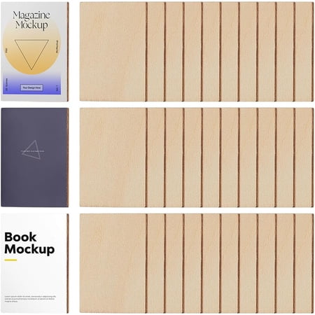 Basswood Plywood Sheet Unfinished Wood Cutouts Rectangle Blank Mini Book White 29x19x3mm 100pcs/set for DIY