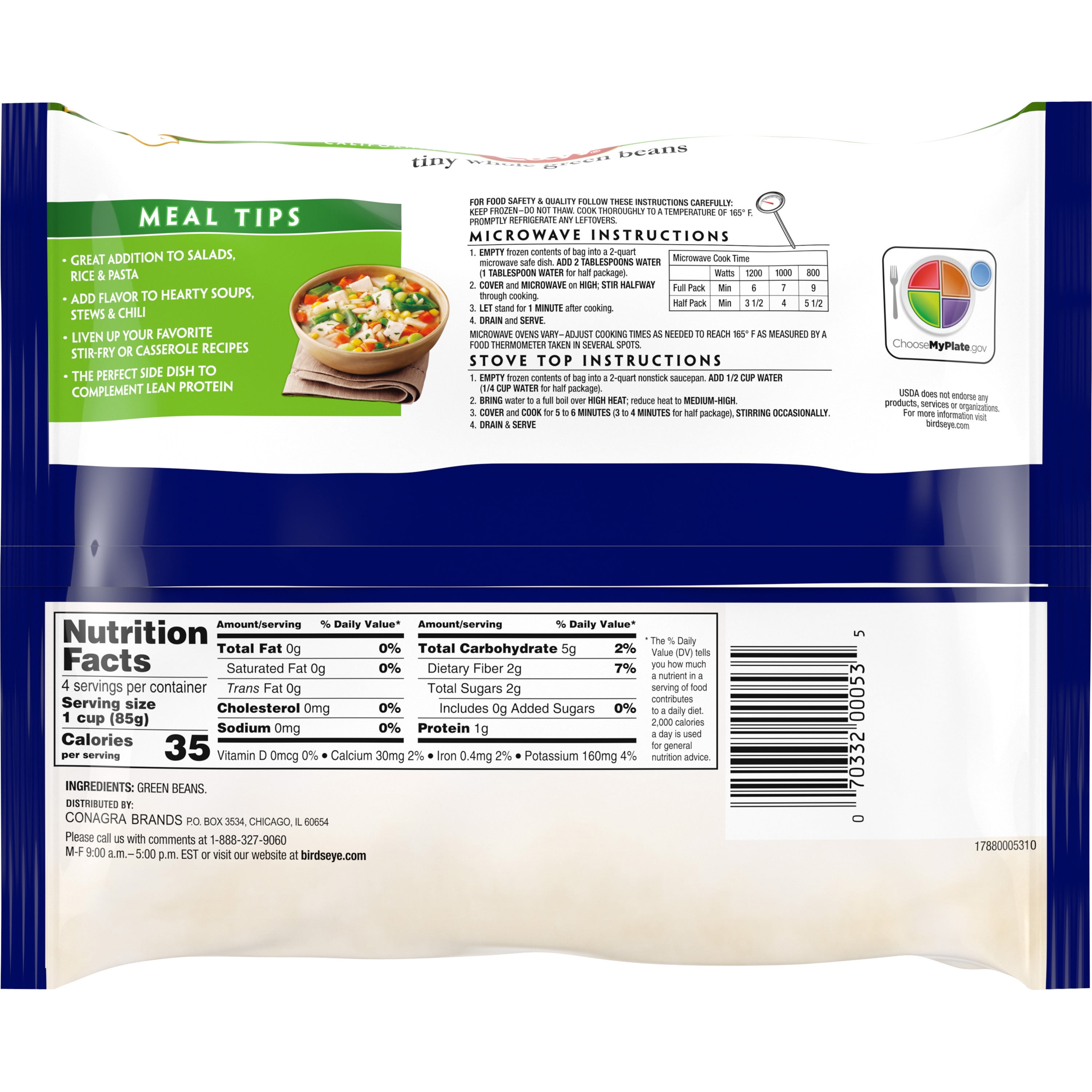 Birds Eye C&W Tiny Whole Green Beans, Frozen Green Beans, 12 Oz