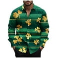 thumbnail image 3 of QATAINLAV Mens St Patricks Day Shirt Long Sleeve Button Turndown Tops Fashion Shamrock Print Tropical Shirts Vacation Outfits Irish Gift Multicolor S Lightning Sales, 3 of 6
