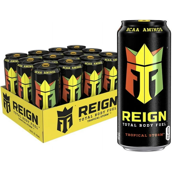 REIGN Total Body Fuel, Tropical Storm, Fitness & Performance Drink, 16 Fl Oz (Pack of 12)