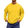 thumbnail image 2 of GrmtClth Mens Solid Tone Crewneck Sweatshirts Long Sleeve Soft Cozy Fabric Ribbed Cuffs And Hem Loose Relaxed Outdoor Daily Pullover Tops Yellow 2XL, 2 of 5