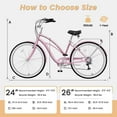 thumbnail image 5 of Lilypelle Adults Beach Cruiser Bicycle, 24" 26" Wheel 7 Speed Bike Fits Rider: 4'11"-6'2", Step Through Bikes for Commuting, Unisex, 5 of 15