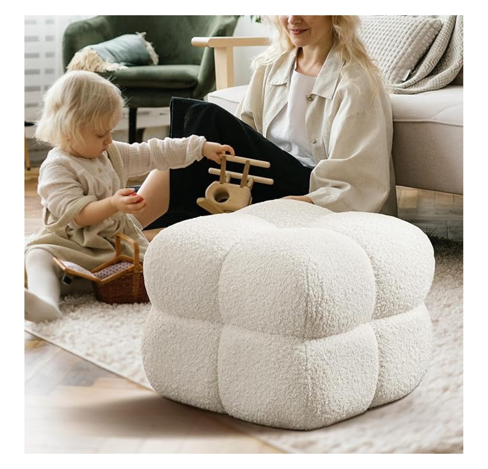 Walsport 5-in-1 Nesting Square Upholstered Ottoman Cube Chair