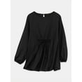 thumbnail image 1 of ZANZEA Chandail à Col Rond à Manches Longues pour Femmes, Haut, Blouse à Laçage avec Garniture Plissée, 1 of 2