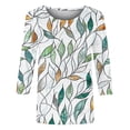 thumbnail image 5 of Jsaierl Tops for Women 3/4 Sleeve Summer Round Neck Shirts Dressy Print Ladies Hollow Out Blouses Going Out Elegant Tunic Top S-2XL, 5 of 5