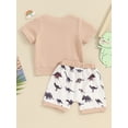thumbnail image 4 of vera natura Toddler Boy Summer Outfits Short Sleeve Round Neck T-Shirt with Dinosaur Print Shorts 2Pcs Set, 4 of 8