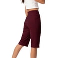 thumbnail image 5 of ADSSDQ Women's Bermuda Long Shorts High Waisted Knee Length Shorts Summer Athletic Running Shorts with Pockets Wine XL, 5 of 7
