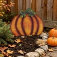 thumbnail image 6 of Iron Pumpkin Yard Decorations, Metal Garden Stakes Fall Lawn Ornaments for Thanksgiving Halloween Outdoor Patio Decor, Ground Insert Art for Home Backyard Seasonal Display, Orange, Style B, 6 of 8
