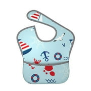 Bingfone Mess-Proof Baby Bib - Waterproof Bib For Baby Boy Or Girl With Food Catcher Pocket, Unisex-Sailboats Anchors