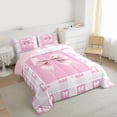 thumbnail image 3 of jejeloiu Kids Cartoon Bowknot Queen Comforter Set,Pink Kawaii Bowtie Bedding Comforter Set For Girl Reversible 3 Pieces, 3 of 8
