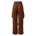 thumbnail image 4 of Gubotare Cargo Pants Men Big and Tall Men's Elastic Waist Drawstring Relaxed Fit Solid Cargo Pants (Brown,S), 4 of 7