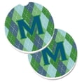 thumbnail image 1 of Monogram Initial m Blue Argoyle Ensemble de 2 Porte-Gobelets sous-Verre de Voiture, 1 of 1