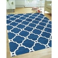 thumbnail image 2 of Pasargad Home Transitional 4' x 6' Hand-Tufted Lamb's Wool Navy/Ivory Rug - All Ages, Indoors, 2 of 4