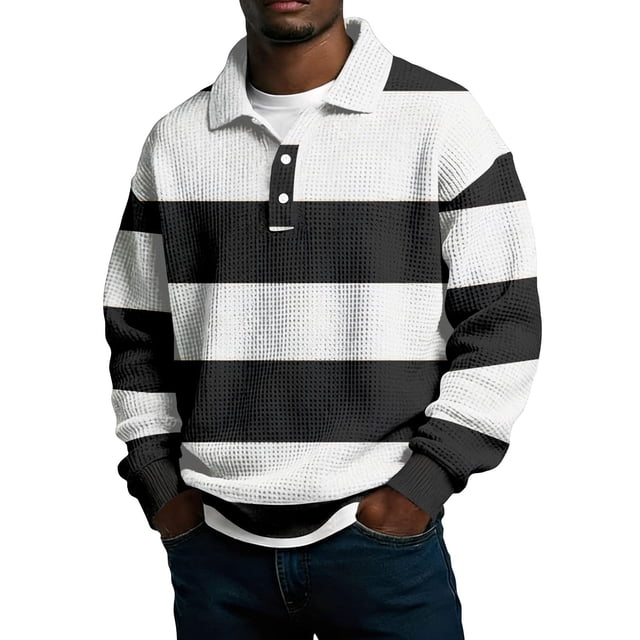 Mens Manga Larga Vintage de Moda Impresión Casual Color Sólido Botón Turndown Collar Camisa para el Verano Al Aire Libre