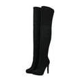 thumbnail image 2 of Bnwani Women Boots Fall Winter Pile Knee-High-Heel Knee-High Elastic Suede Boot Black Size 4.5, 2 of 4