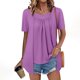thumbnail image 2 of Camisetas de Manga Corta de Verano para Mujeres, Moda Color Sólido Falso Cuello Redondo de Dos Piezas para Uso Casual Y Diario, 2 of 8