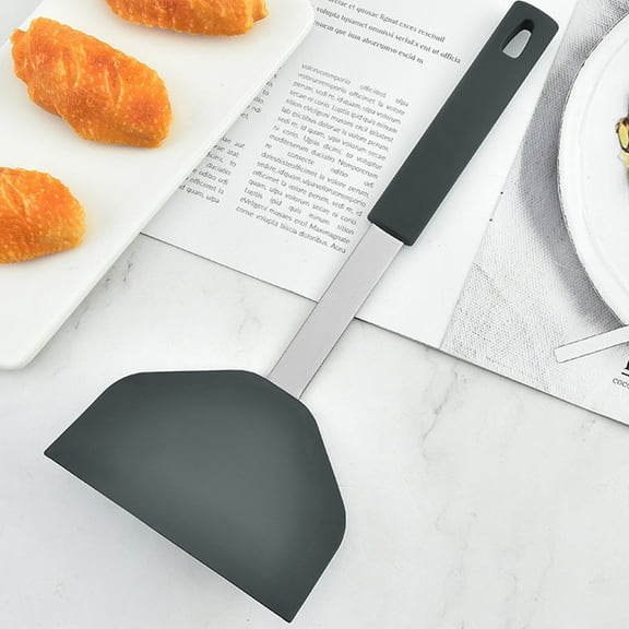 FOMIYES Non-Stick Silicone Cooking Spatula with Comfortable Stainless Steel Handle, Grey Kitchen Utensil for Home